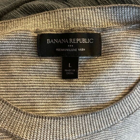 BANANA REPUBLIC Mens Size Large‎ Premium Luxe Yarn Crew Neck Gray Sweater - Picture 3 of 7